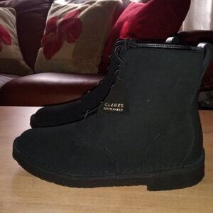 Clarks Original Desert Mali Black Suede Combat Boots Women 10.5/ MEN Size 9